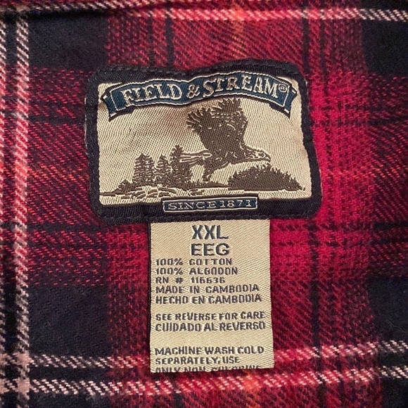 FIELD & STREAM red flannel button down long sleeve size XXL - Picture 8 of 8
